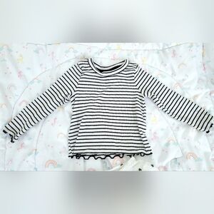 Cat & Jack Black and White Long Sleeve Striped Tee 2T